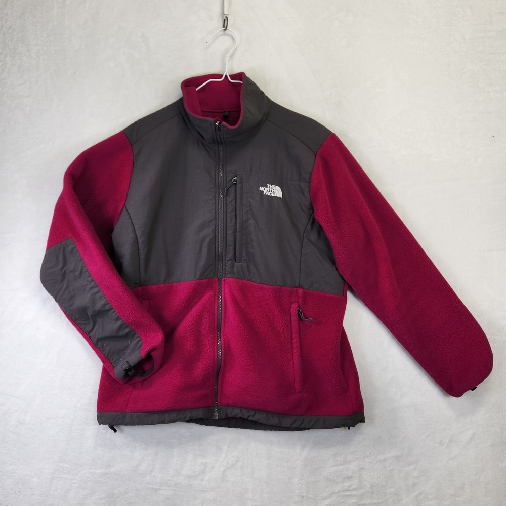 The North Face Women's Fleece Jacket Magenta Charcoal Full Zip Size XL